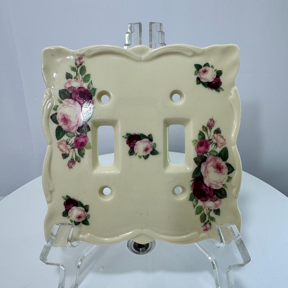 Vintage English Cottage Shabbic Roses Toggle Light Switch Ceramic 5 Plate Covers